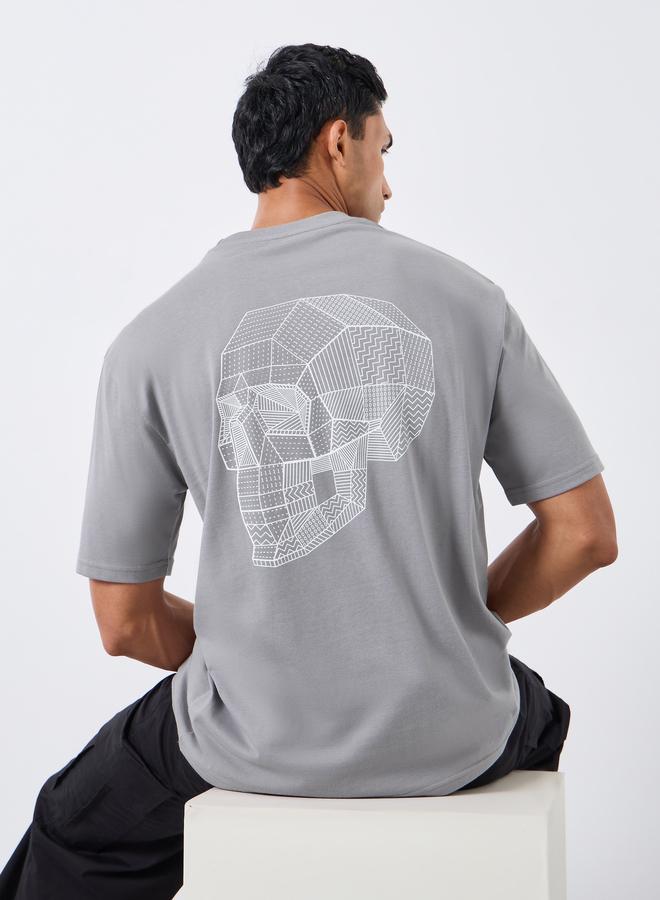 Styli Men Grey Graphic Print Oversized T-Shirt - Image 4